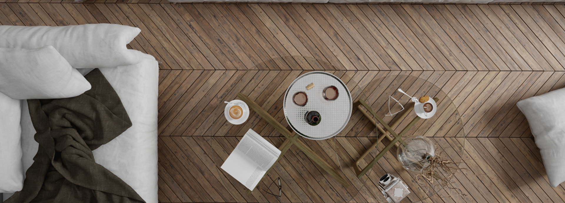 Top view of coffee table in the living room