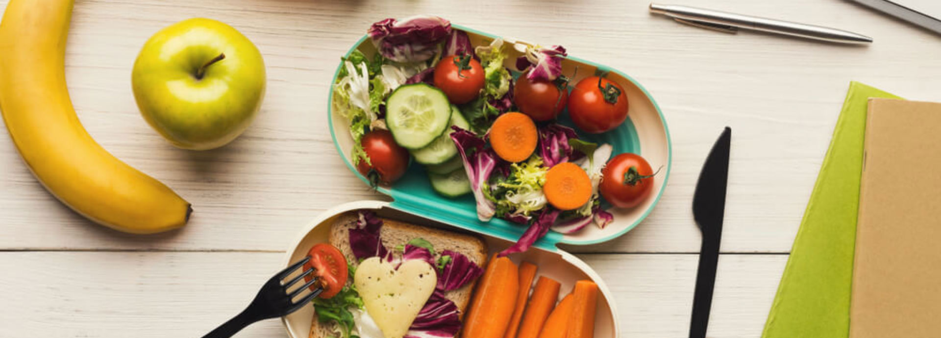 Healthy snack at office workplace